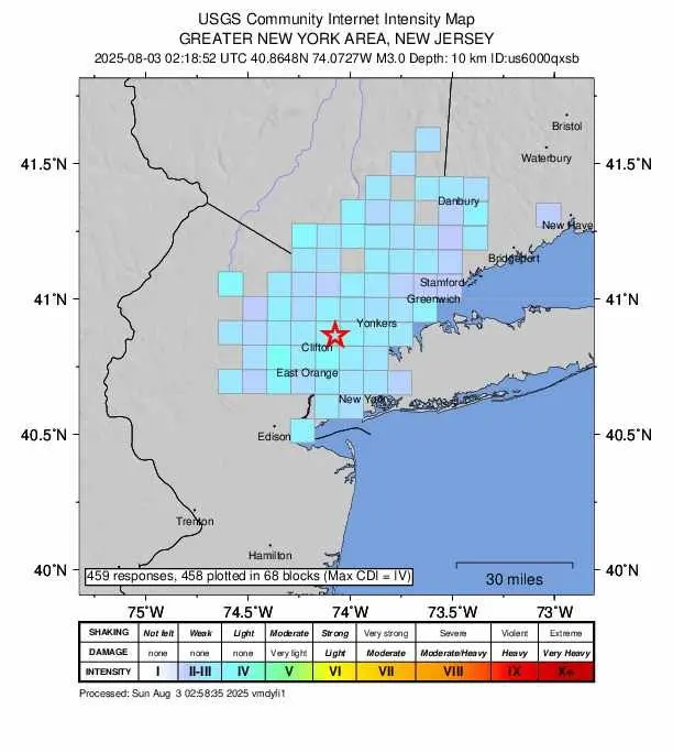 Small earthquake shakes the New York area