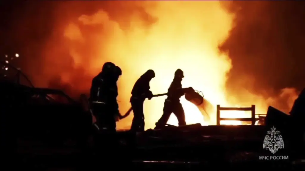 Ukrainian drone attack sparks massive fire at oil depot in Russia’s former Olympic city