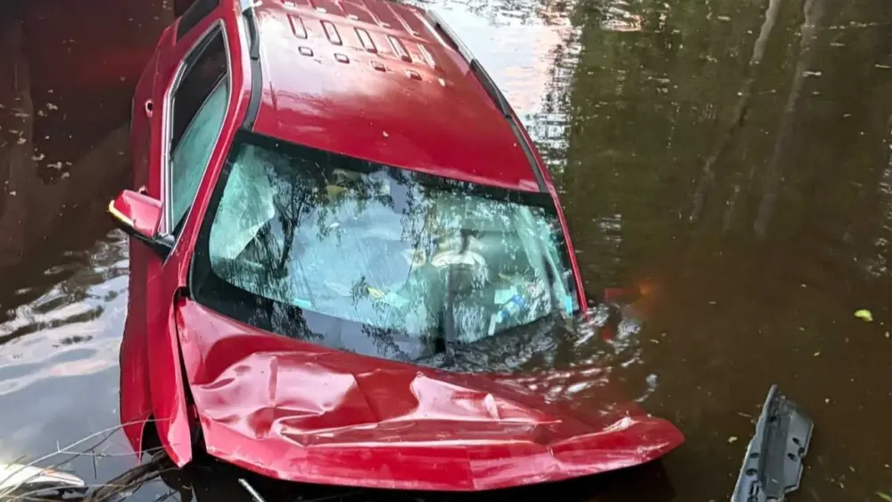 Woman and toddler rescued after crashing into water in Evans County