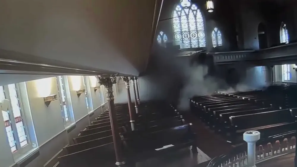 'I was shocked': video shows ceiling falling inside 150-year-old Savannah church