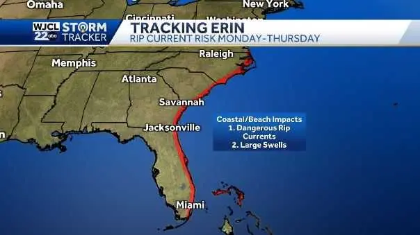 Stronger and bigger Hurricane Erin forecast to create dangerous surf along US coast