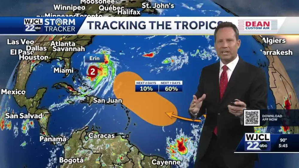 Tracking Hurricane Erin and two areas of interest in the Atlantic Basin