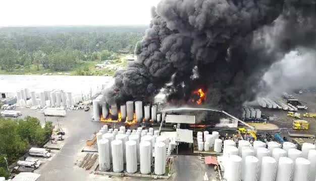 Incredible drone footage shows explosion, fire at Louisiana plant
