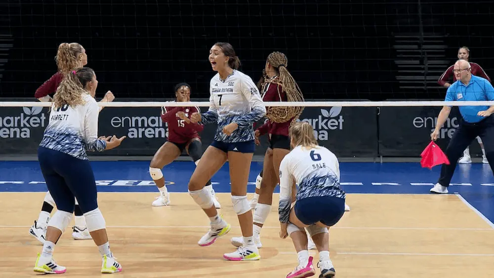 Georgia Southern Volleyball Sweeps South Carolina in Historic Enmarket Arena Debut