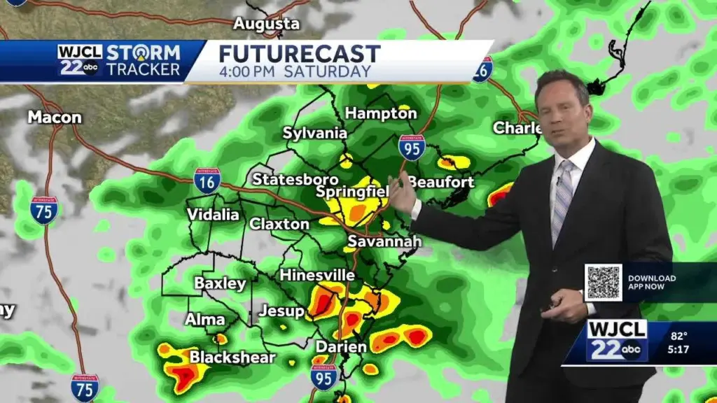 Umbrella ready...the timing of scattered showers over the Labor Day weekend for the Savannah area