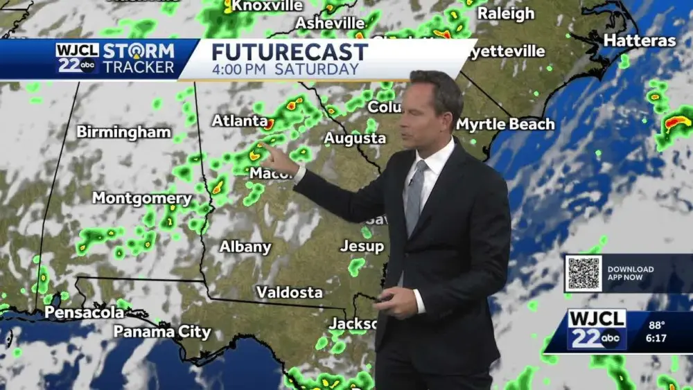 Hot & humid weekend with spotty rain chances...the timing of showers for SE Georgia, Lowcountry