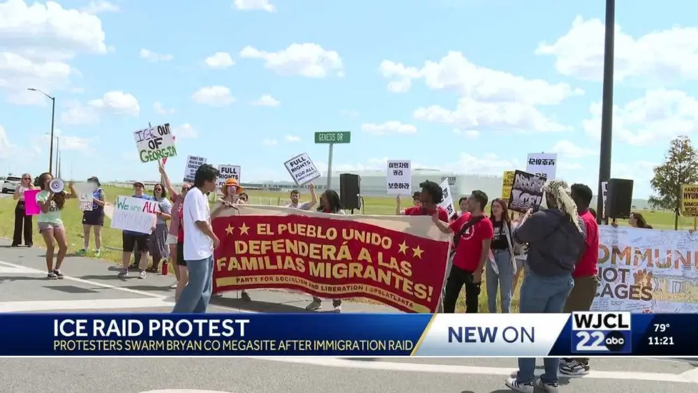 Protesters rally at Hyundai Megasite after ICE raid sparks outrage