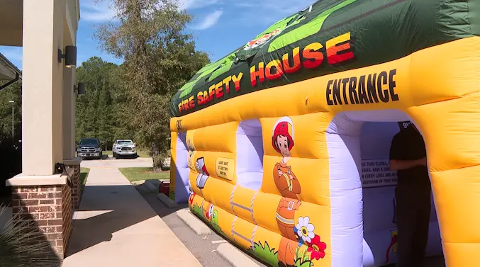 Inflatable house teaches Lowcountry kids about fire safety