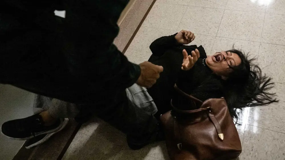 ICE officer seen pushing woman to floor at immigration courthouse relieved of duties, agency says