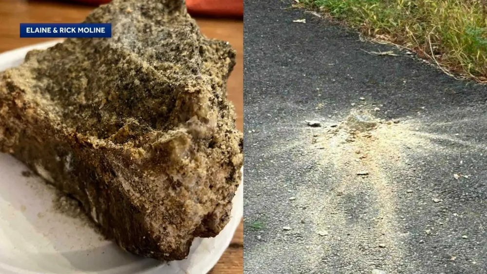 Man says large piece of granite nearly struck him in New Hampshire driveway