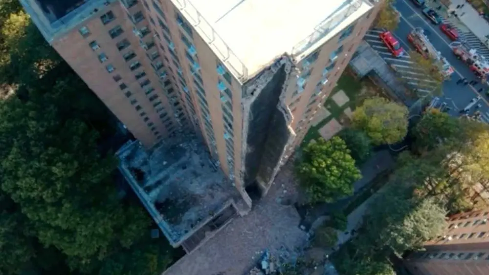 Part of high-rise apartment building in NYC collapses, no injuries reported