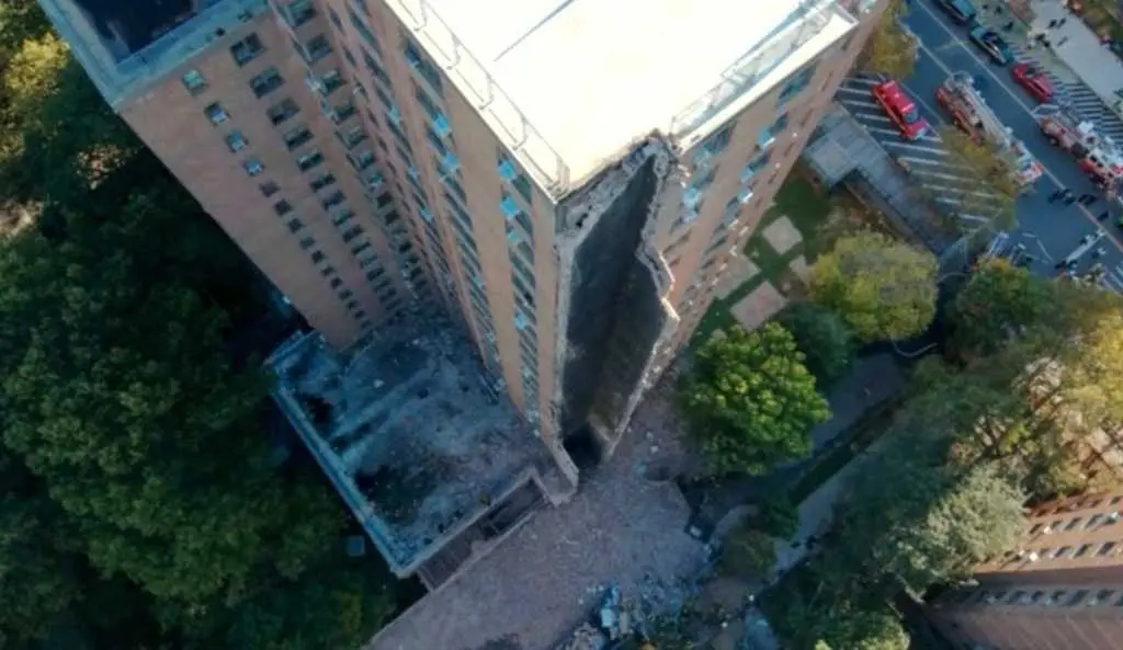 Part of high-rise apartment building in NYC collapses, no injuries reported