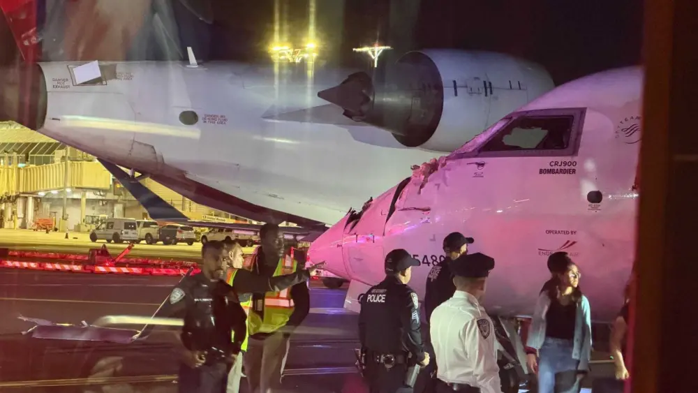 Two regional Delta jets collide at LaGuardia; wing slams into cockpit window