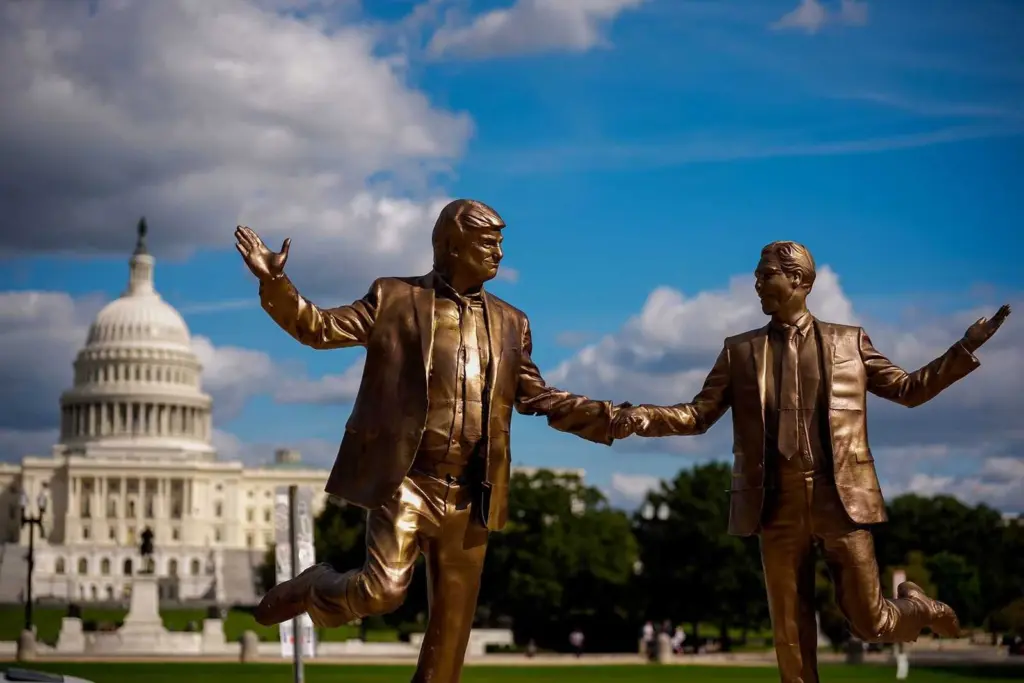 Trump-Epstein statue returns to National Mall after removal by National Park Service