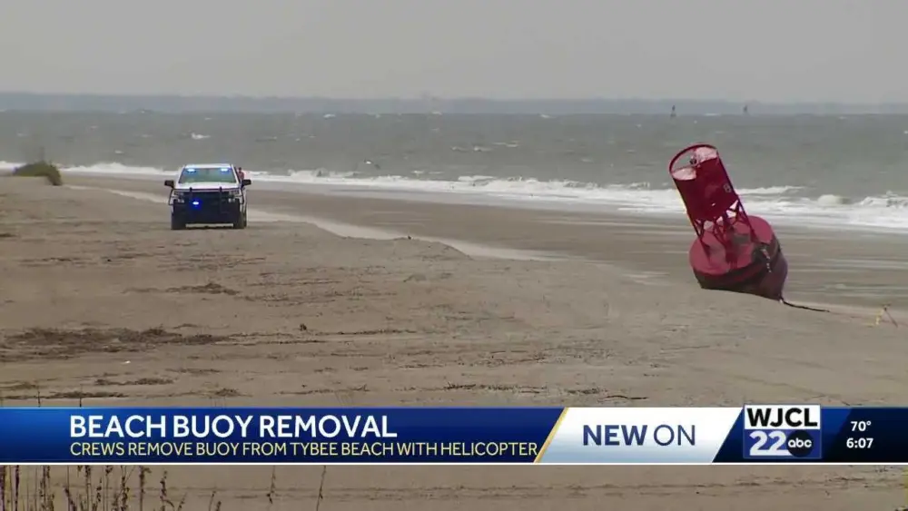 Massive buoy removed from Tybee Island beach after rare arrival