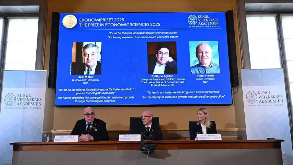 Nobel economics prize goes to 3 researchers for explaining innovation-driven economic growth