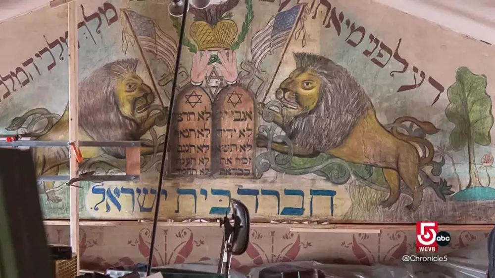 Forgotten Jewish mural restored and relocated after decades in attic