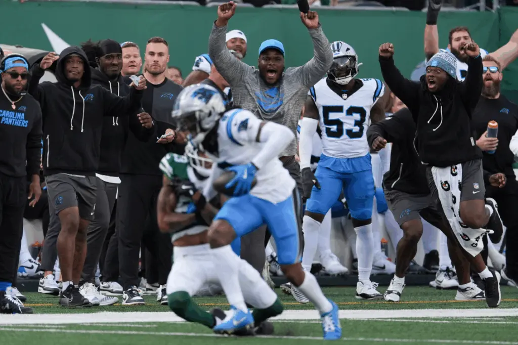 Horn’s 2 INTs, Legette’s TD lift Panthers past winless Jets 13–6, but Young leaves with ankle injury