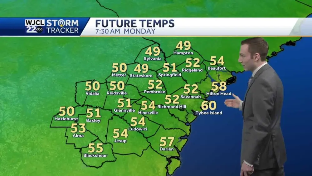 Cooler temperatures to start the work week for Southeast Georgia and the Lowcountry
