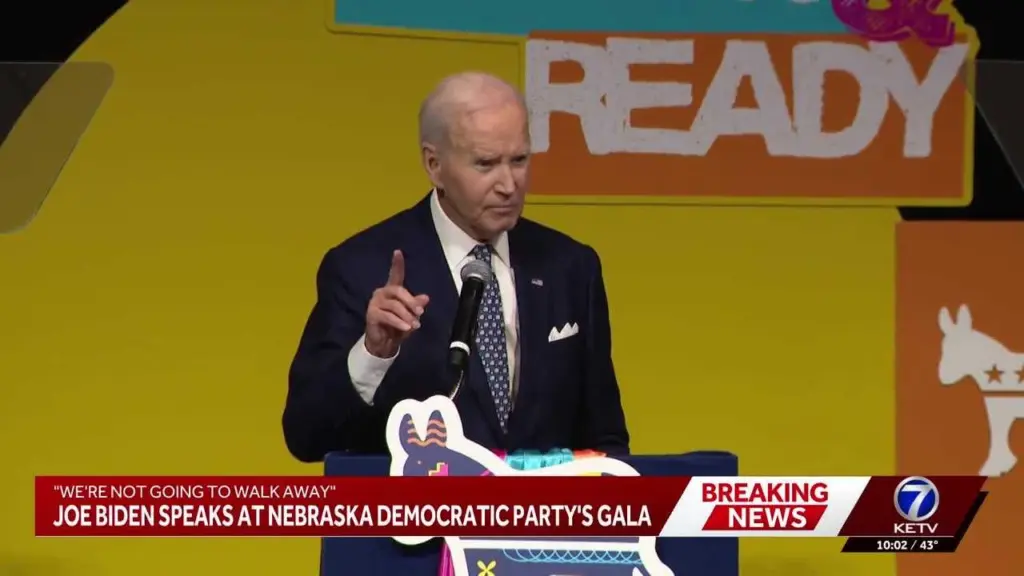 Former President Joe Biden speaks at Ben Nelson Gala in downtown Omaha