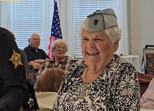 Veteran surprised with her first Marine Corps birthday party