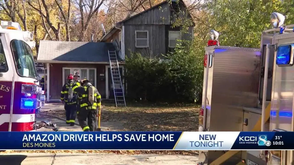 Iowa home saved after Amazon driver spots flames, calls 911