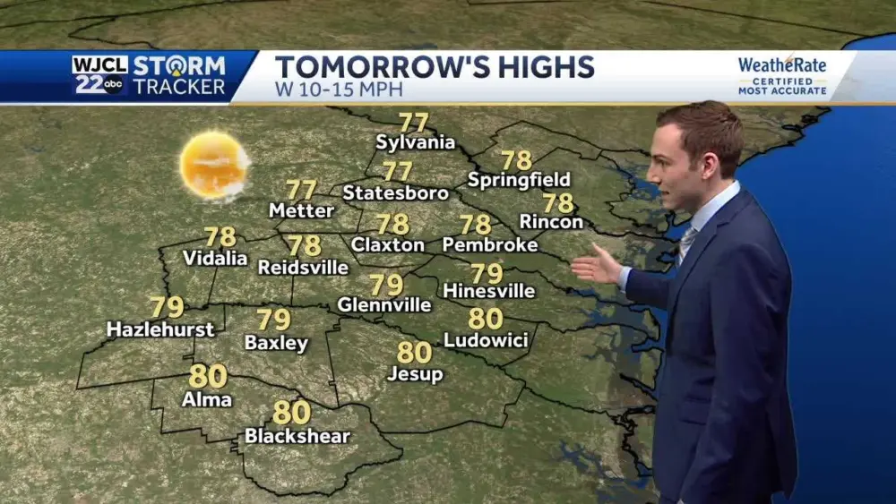 Warmer temperatures expected on Sunday for Southeast Georgia and the Lowcountry