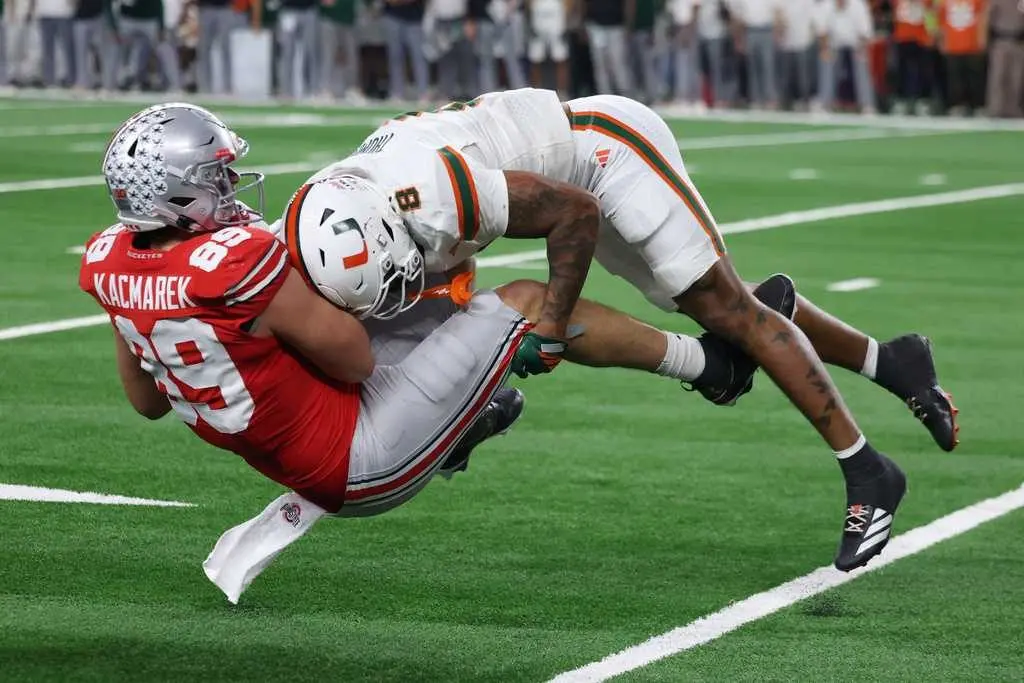 Miami beats defending national champ Ohio State 24-14 in the CFP quarterfinal at Cotton Bowl