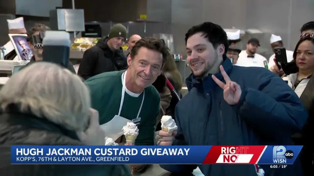 VIDEO: Hugh Jackman serves custard to hundreds in Wisconsin