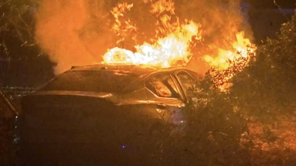 'Only in Hinesville': Fiery crash footage after suspect fled traffic stop