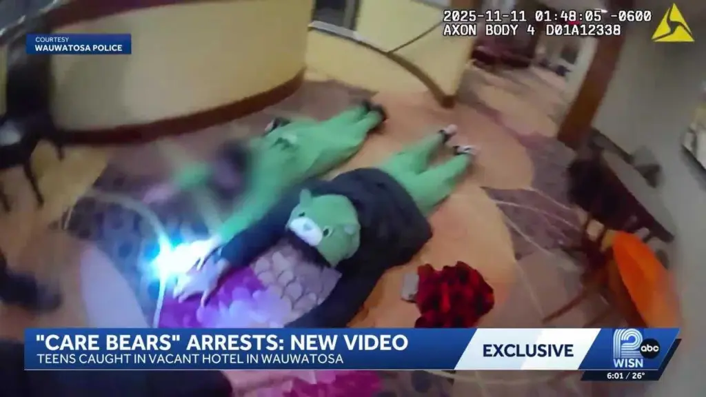VIDEO: Police arrest teens in 'Care Bear' costumes at vacant Wisconsin hotel