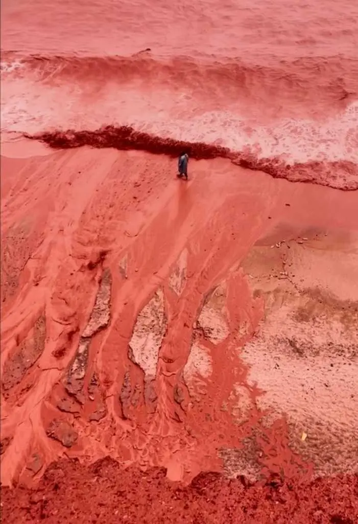VIDEO: Rain creates a crimson spectacle on Hormuz Island's Red Beach