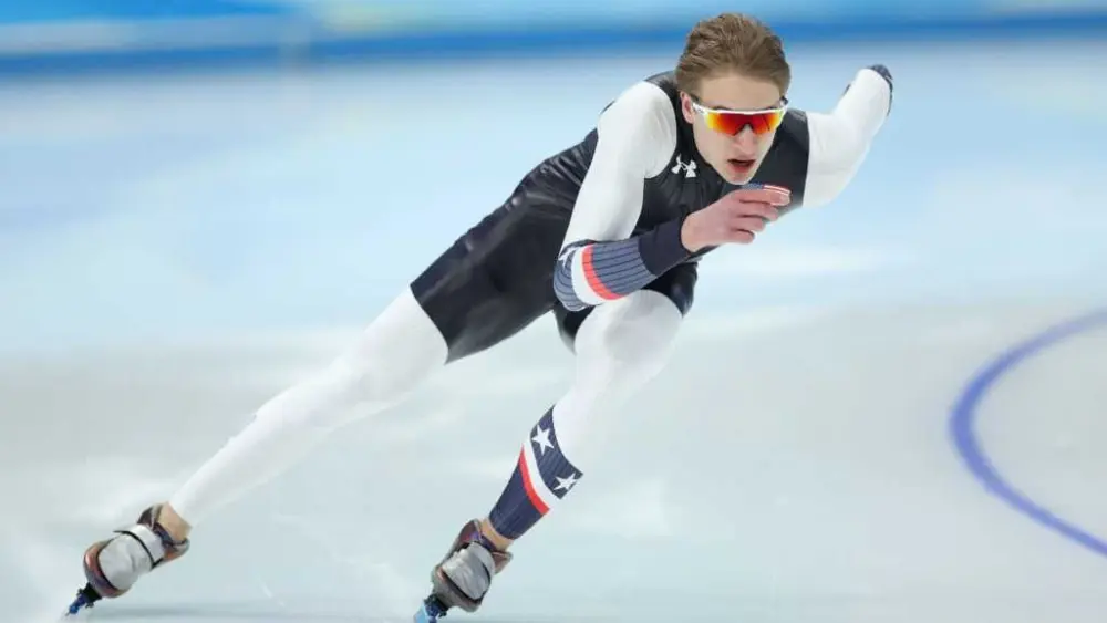 American speedskater Jordan Stolz seeking Olympic gold medal and introduction to actor Glen Powell