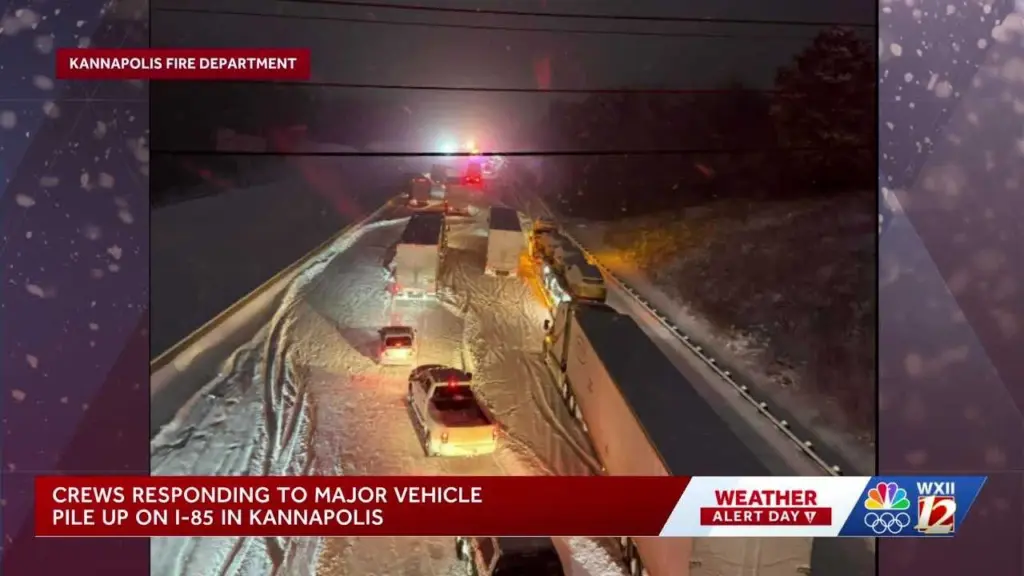 National Guard works to clear 100-car pileup on North Carolina interstate