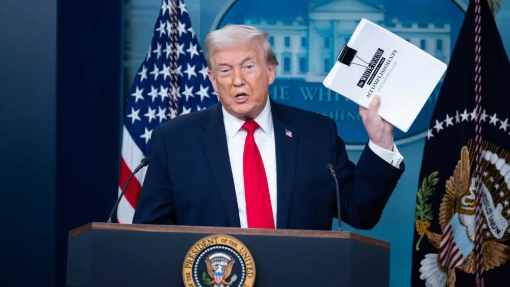 Fact-checking Donald Trump’s marathon press briefing at one-year mark of second term