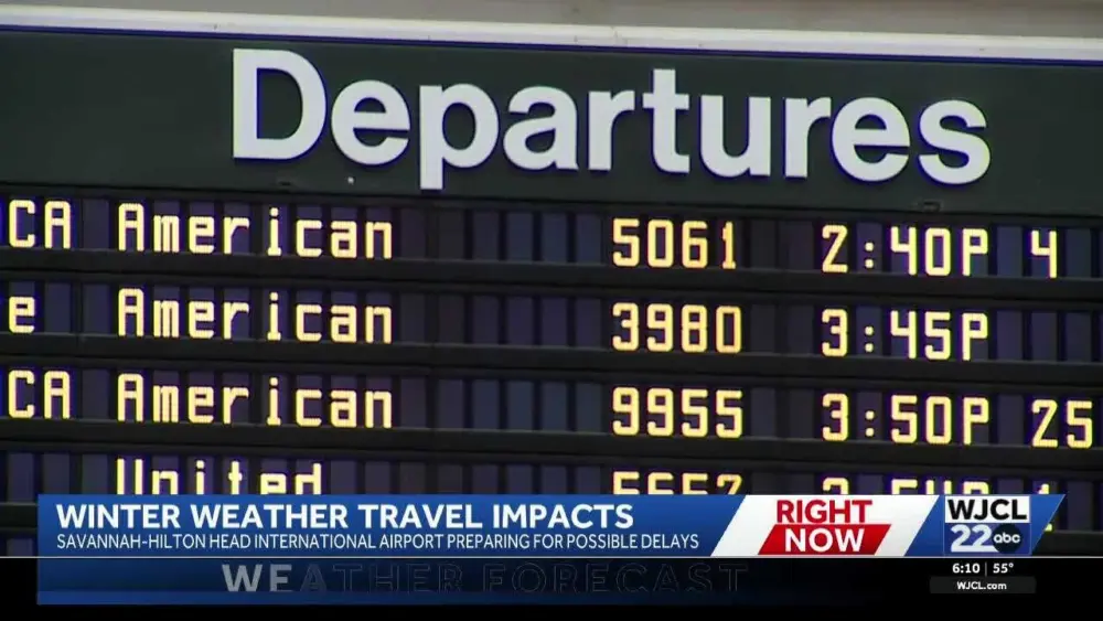 Nearly all flights delayed or canceled at Savannah Airport as winter storm disrupts travel