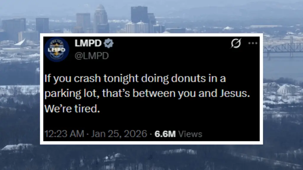 A Kentucky police department gets attention for series (around 100) of snarky snowstorm tweets