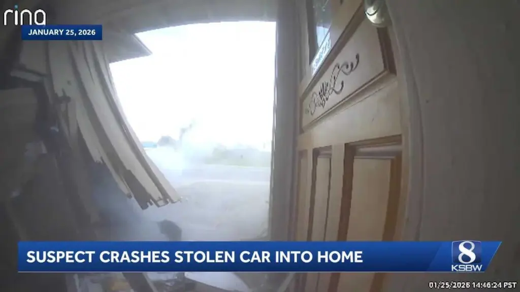Ring video shows stolen SUV driven by teen crash into California home