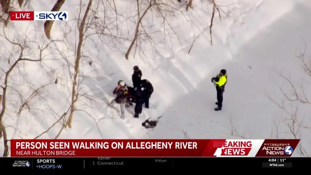 VIDEO: Suspect leads police on chase on frozen Pennsylvania river