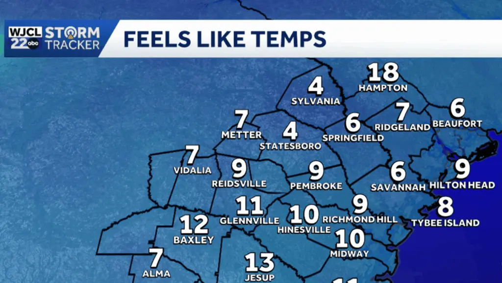 Feels-like temperatures drop into single digits