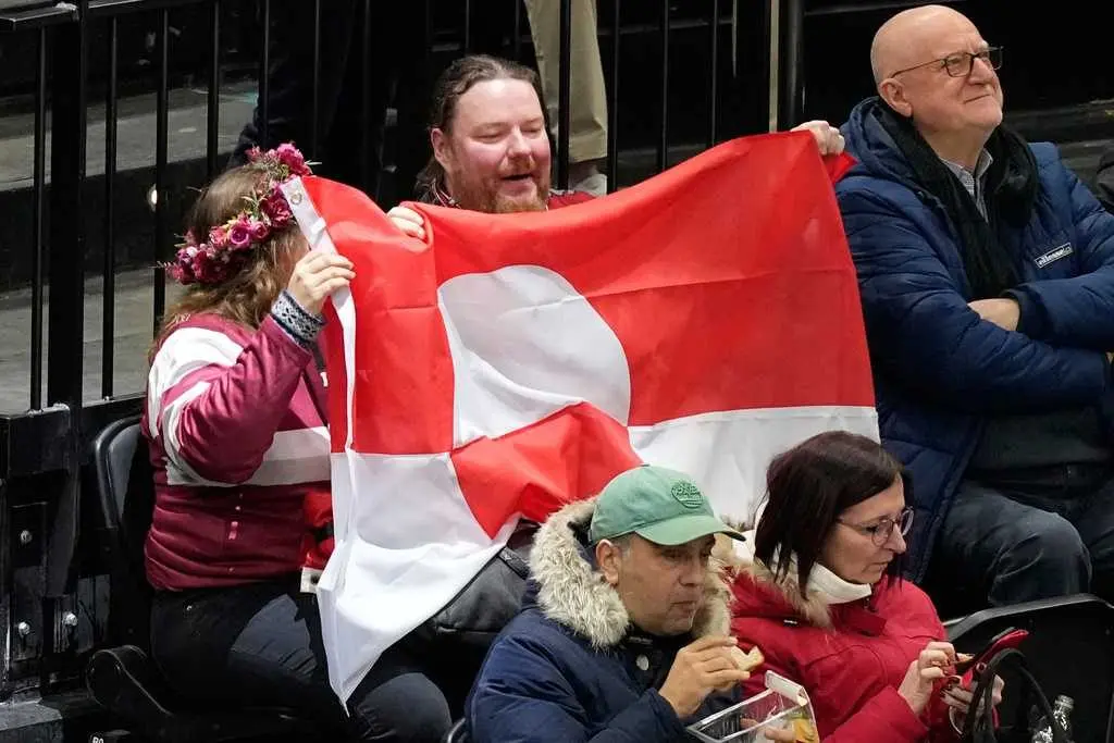 Fans raise Greenland flag at US-Denmark Olympic hockey game