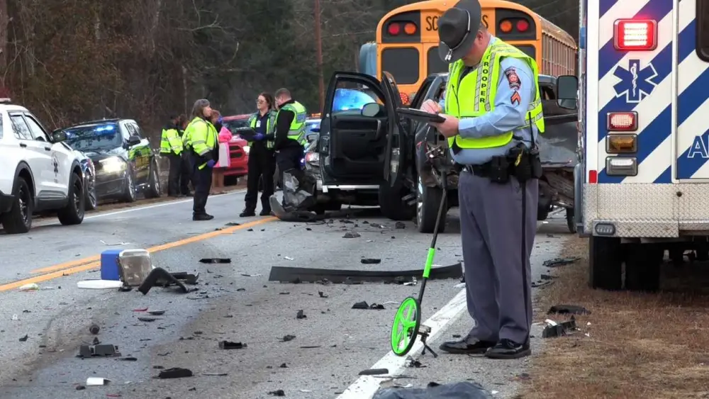 Trooper: 3 people taken to the hospital after Liberty County crash involving school bus