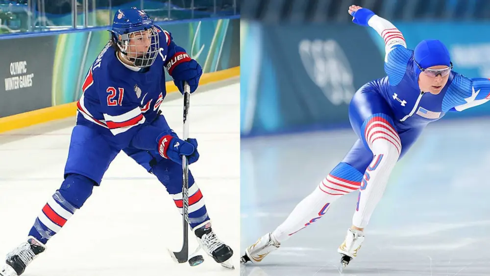 US hockey captain Hilary Knight proposes to US speedskater Brittany Bowe at Olympics