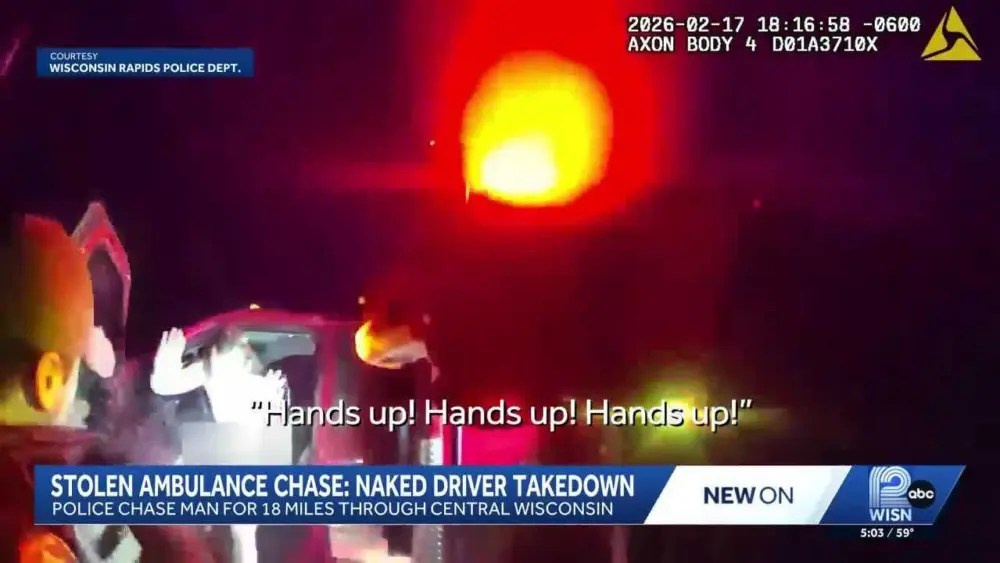 Naked man steals ambulance with patient inside in Wisconsin, leading police on wild chase
