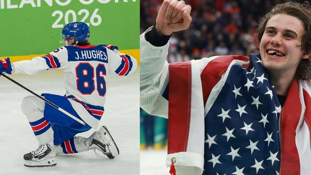 U.S. hockey's Jack Hughes trades teeth for Olympic gold