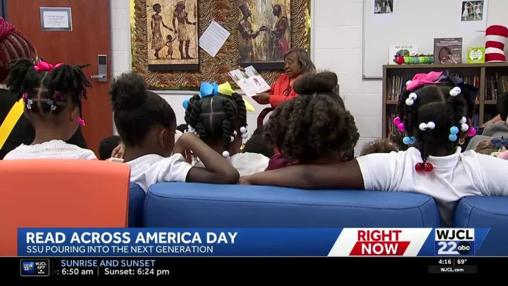Savannah State celebrates national read across America day with Isle of Hope students
