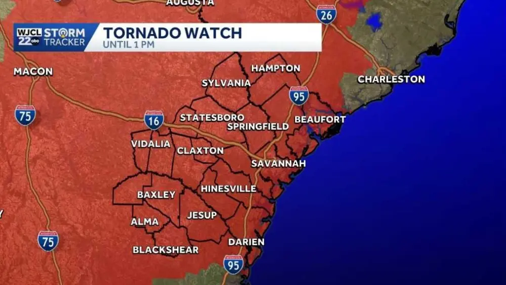 Tornado watch issued for Southeast Georgia and the South Carolina Lowcountry
