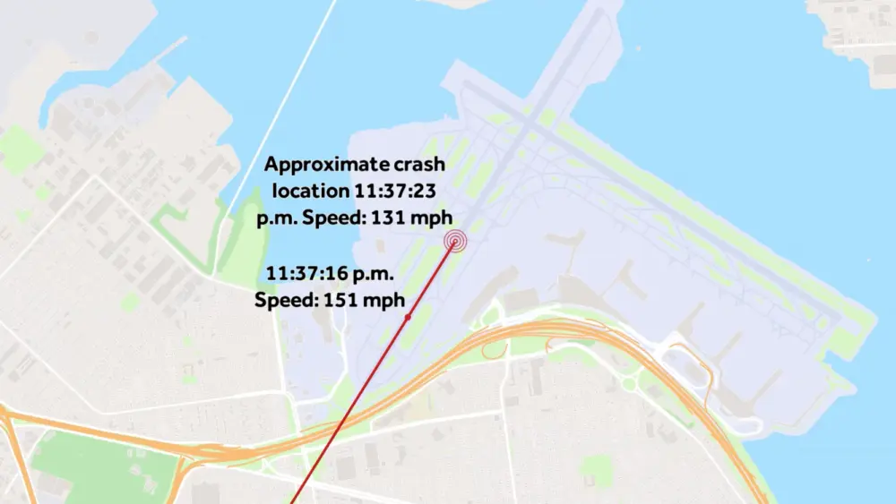 Flight data shows plane's path before deadly collision with fire truck at LaGuardia airport
