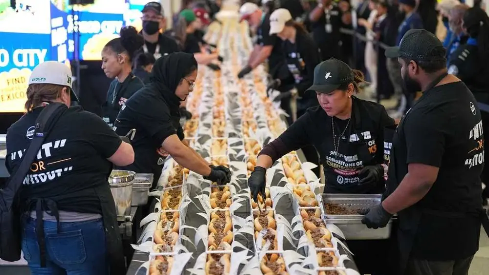 Philly celebrates its signature food as its airport sets a record for longest cheesesteak line
