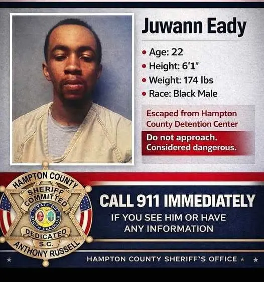 Hampton County deputies search for escaped inmate